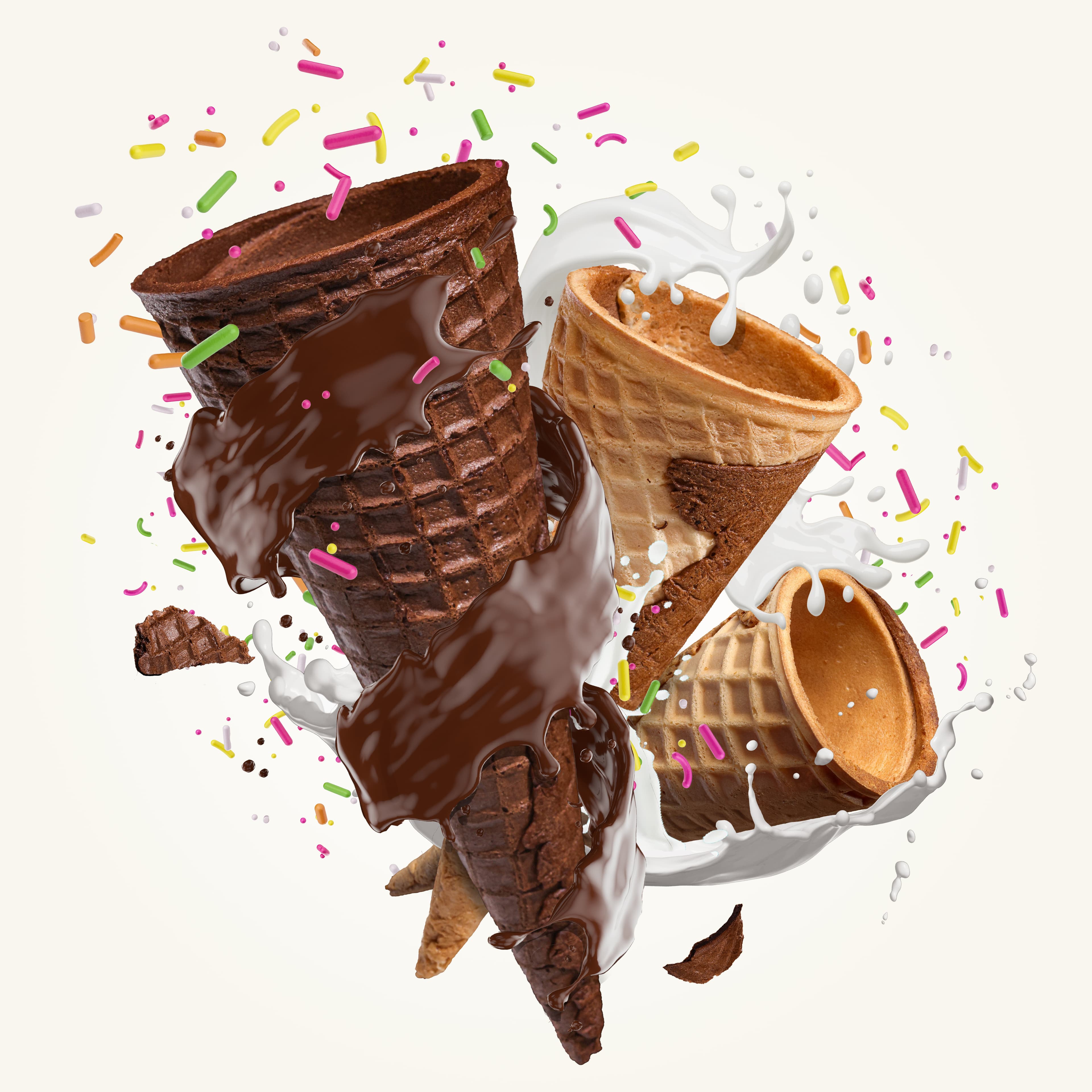 Homemade waffle cones on a table